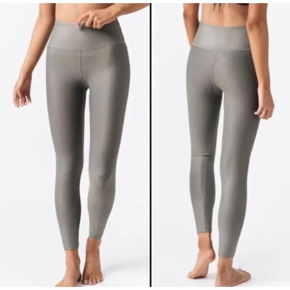 Zyia gray metallic spot light n tight 6-8 athletic workout leggings
